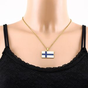 Fabrikant Roestvrijstalen <span class=keywords><strong>Finland</strong></span> Vlag Charme Kettingen 18K Vergulde Emaille Finlander Finn Kaart Finse Hanger Ketting - Product Image 4