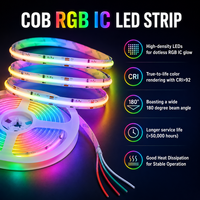 Bande LED COB intelligente WS2811 adressable BERIXDEEP RGB IC 720 LED/m 12V 10mm, couleur magique dynamique sans points, pour décoration de fête