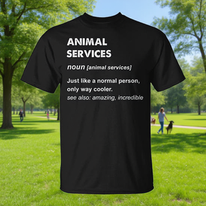 T-shirt Animal Services in cotone nero unisex per adulti, girocollo, manica corta, promozionale - Product Image 3