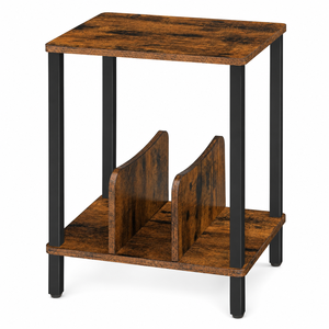 Étagère de rangement latérale en bois pour disques vinyles, meuble de tête de lit à 2 niveaux, du meilleur fabricant - Product Image 2