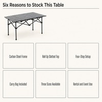 Table de pique-nique pliable légère taille S, moderne, pour jardin, salle à manger, mobilier d'extérieur portable, école, camping, prix abordable