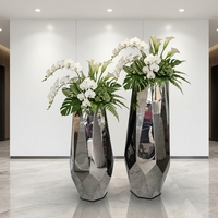 Pot de plantation décoratif en acier inoxydable, jardinière métallique grande et haute, vase à fleurs pour jardin, centre commercial, usage intérieur