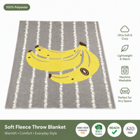 Bananen-Wurfdecke Grau Gestreift Weiche Fleece-Decke Maschinenwaschbar AZO-frei Leichtgewichtig Warm für Sofa Schlafzimmer Zuhause Großhandel