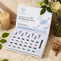 Kit d'ampoules visage hydratantes et repulpantes à l'acide hyaluronique 7D fermenté pour peaux sèches et grasses