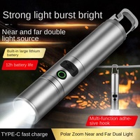Lampe torche LED USB rechargeable puissante, indice de protection IP55, portée du faisceau de 400 à 500 m, faisceau réglable, super lumineuse, longue portée, en alliage d'aluminium