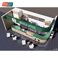 Conception de l'aménagement de magasin de détail sur mesure en bois et métal, solution pour magasin de thé au lait