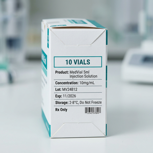 Professional Clinical Folding Box for <b>10</b>-Vial Peptide Sets Compatible with Retatru- Sema- Tirzepa- Research Kits Packaging - Product Image 5