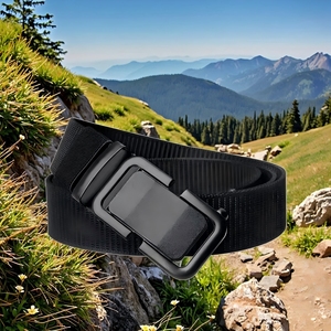 Ceinture tactique réglable en polyester noir, boucle automatique durable, ceinture de sécurité personnalisable pour hommes, entraînement en plein air - Product Image 6