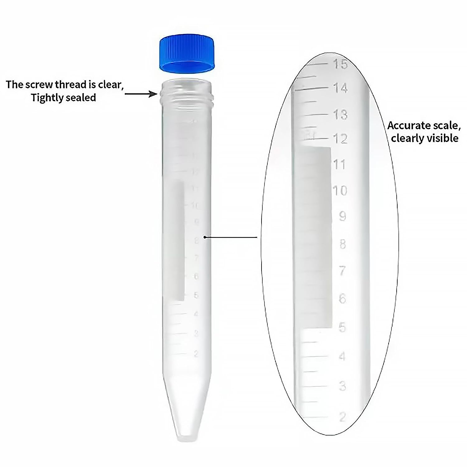 Wholesale Clear Disposable Medical Lab Purpose PP Material Centrifuge Test Tube in Conical Bottom With Screw-Cap 15 ml