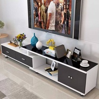 Meubles de maison modernes et simples, table basse de salon, meuble TV économique, 1,2 m/2 m, petit appartement, noir et blanc, rétractable