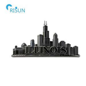 Personalisierter Souvenir-Kühlschrankmagnet mit Illinois-Karte und Flagge, Anstecknadel, Brosche, individueller Illinois-Emaille-Pin - Product Image 4