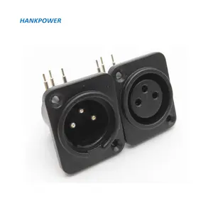 Right Angle 3 Pin Male Female XLR Panel Mount Audio Connector Socket Microphone Connector MIC 3Pin XLR Connectors