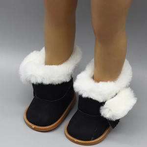 Chaussures de poupée américaine de 18 pouces, bottes de neige d'hiver rouge blanc noir brossé - Product Image 6