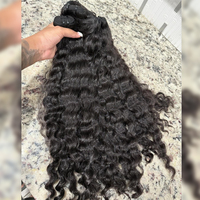 Paquets de tissage de cheveux humains à cuticule alignée avec un donneur, paquet de cheveux crépus bouclés doublement étirés, vendeur de paquets de cheveux humains bruts doux