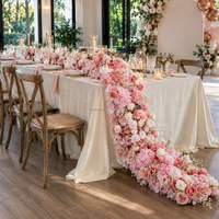 Fleurs artificielles roses de mariage de haute qualité, personnalisées en usine, pour rampes d'escalier et chemins de table, vente en gros