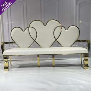 Nuevo Sofá de Lujo Dorado para Eventos, Bodas y Fiestas, Sillones Tipo Trono para Novios, Sofá de Acero Inoxidable Dorado con Respaldo en Forma de Corazón - Product Image 1