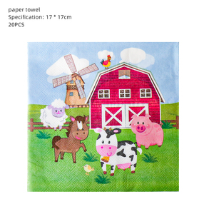 Set di stoviglie usa e getta per feste a tema animali da fattoria, decorazioni per feste di compleanno, bomboniere - Product Image 5