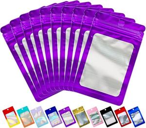 Y Y 100 Pack Gravure Printed Gradient Holographic Mylar Resealable Bags Zipper Clear Window Ecofriendly Recyclable Packaging Pou - Product Image 1