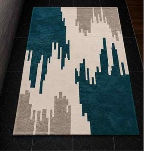 Contemporary Wool Hand Tufted Floor Rug Plush Loop Pile Carpet Anti Slip Mat for Bedroom Hotel Office Home Interiors - Product Image 1
