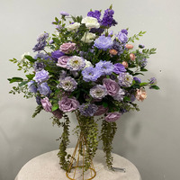 Composition florale en forme de boule de roses de 60 cm, grande taille, pour centre de table de mariage, fleurs artificielles en soie, violettes et vertes, décoration de boule de fleurs.