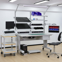 Station de travail ESD DETALL pour l'assemblage de circuits imprimés avec réglage de hauteur programmable et design ergonomique