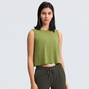 سترة قابلة للتخصيص للنساء جديدة بدون أكمام بلوزة قصيرة قصيرة من الأعلى-ملابس مثيرة سريعة الجفاف ومسام للتهوية لليوغا والترفيه - Product Image 2