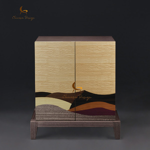 Meuble console de salon en bois massif de noyer, design moderne artisanal, avec résine époxy, pour villa, style rivière et océan - Product Image 1