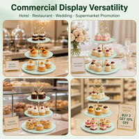 Présentoir à cupcakes rond en verre trempé à 2-3 niveaux pour mariage et événements, plateau de présentation de gâteaux en verre, vente en gros
