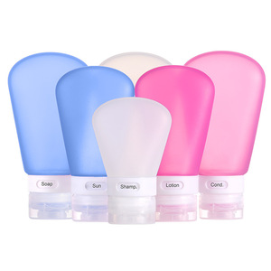Botellas de Silicona para Viaje, 89 ml, Reutilizables, Juego Portátil con Etiquetas para Jabón, Champú, Loción, Acondicionador, Protector Solar - Product Image 1