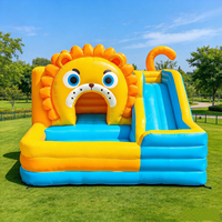 Château gonflable sur le thème du lion avec toboggan, château gonflable en PVC pour enfants, pour fête d'anniversaire dans la cour, thème animal, trampoline gonflable