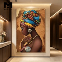 Affiches et impressions décoratives pour la maison : Peintures de portraits de femmes africaines noires, Luxe, Femme, Dame, Coiffe, Art mural sur toile encadrée pour la chambre