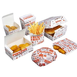 Set Personalizzati di Scatole Bianche per Snack, Patatine Fritte, Ali di Pollo da Asporto, Confezioni per Fast Food all'Ingrosso, Scatole in Carta Kraft per <span class=keywords><strong>Pizza</strong></span> <span class=keywords><strong>e</strong></span> Hamburger - Product Image 5
