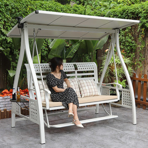 Chaise à bascule en métal d'extérieur, chaise suspendue <span class=keywords><strong>de</strong></span> <span class=keywords><strong>jardin</strong></span>, chaise décontractée au design simple et moderne, fauteuil inclinable pour terrasse et maison - Product Image 5