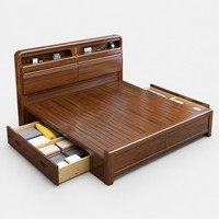 Cadre de lit en bois massif Queen/King avec rangement à ouverture latérale pour les détaillants de meubles