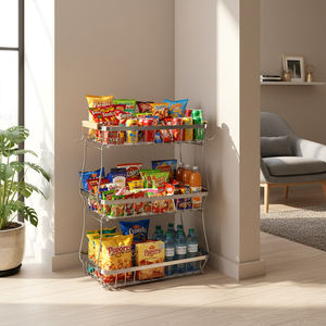 Panier à fruits, légumes et <span class=keywords><strong>pain</strong></span> à 3 niveaux de grande capacité, organisateur en métal pour économiser de l'espace sur le comptoir - Product Image 5