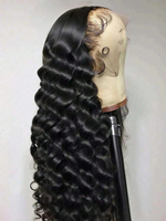 Perruque en cheveux humains 13x6 Deep Wave, noir naturel, pour usage professionnel en salon, livraison rapide, vierge, pour Lace Front Remy sans colle, fournisseur en gros
