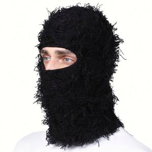 Gorro de Punto Peludo de Moda, Novedad al por Mayor, Venta Caliente, para Hombre y Mujer, Otoño Invierno, Halloween, Gorro Balaclava de Punto Desgastado - Product Image 4