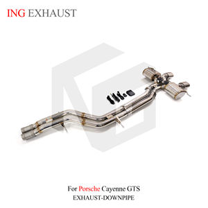Catback d'échappement en acier inoxydable haute Performance ING pour Porsche <span class=keywords><strong>Cayenne</strong></span> GTS <span class=keywords><strong>958</strong></span> 4.8L mise à niveau <span class=keywords><strong>Turbo</strong></span> <span class=keywords><strong>S</strong></span> tuyaux système d'échappement - Product Image 2