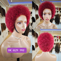 Perruque en cheveux humains brésiliens bouclés afro crépus avec frange, perruque courte et volumineuse de type pixie, fabriquée à la machine, pour femmes noires