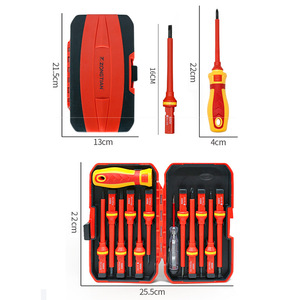 Jeu de tournevis isolés 13 en 1 VDE 1000V, outil d'électricien à tête plate et cruciforme, en acier au chrome-vanadium, magnétique - Product Image 2