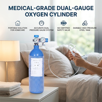 Cylindre d'oxygène médical portable de 2L, 4L, 6L pour les premiers secours, les soins à domicile et l'alimentation en oxygène des ambulances