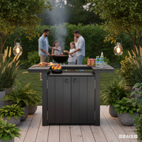 Table de bar moderne en HDPE blanc écologique et durable - Armoire de rangement extérieure résistante aux UV et imperméable - Mobilier d'extérieur - Garantie 5 ans