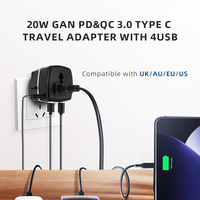 Foxcan GaN 20W adaptateur de voyage universel 2A2C Europe allemagne prise chargeur multi-fonction adaptateur secteur universel voyage