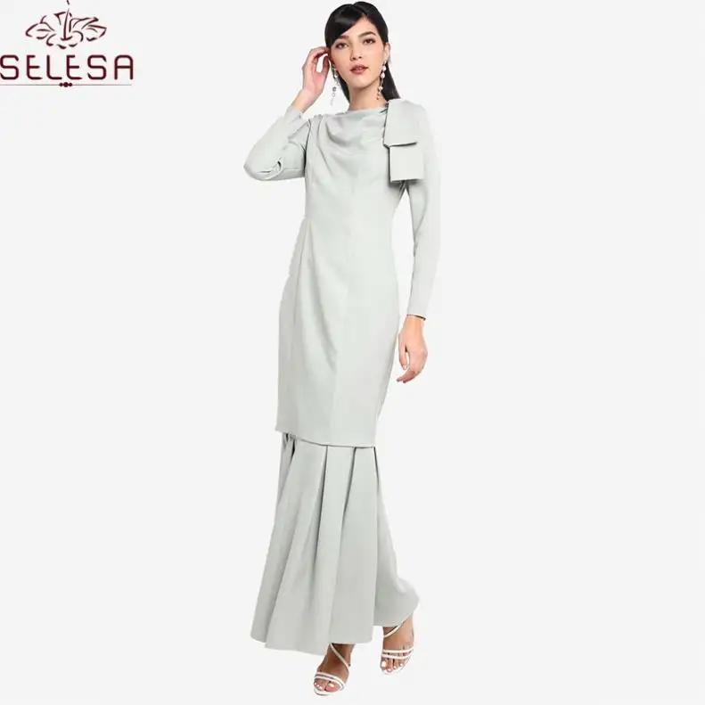 Hoge Kwaliteit Blouse Baju Kurung En Kebaya Lange Ontwerp Jubah Met Moslim Abaya Jurk
