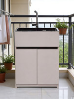 Meuble sous-évier moderne modulaire en acier inoxydable et aluminium spatial, intégré pour balcon, buanderie, cuisine et salle de bain - Meuble de salle de bain pour appartement, évier de cuisine de luxe