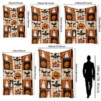 Couverture douce à carreaux patchwork Halloween Citrouille Fantôme Chauve-souris pour lit, canapé, voyage, camping