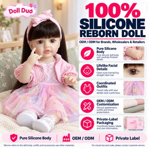 Doll Duo Custom 18 inch Full Body Silicone Reborn Baby Doll Pink Star <b>Tulle</b> <b>Dress</b> Toddler Girl Christmas Kids Gift - Product Image 1