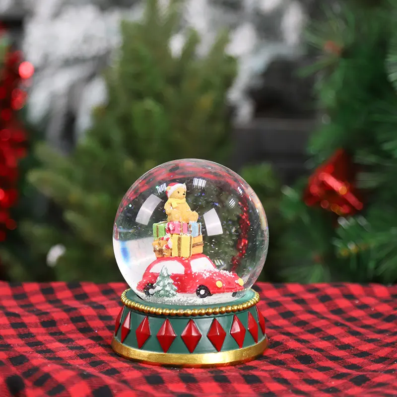 Redeco Modern Cute Snow Ball Sculpture Christmas Decorations Ornament Resin Crafts For Gifts Home Decorations
