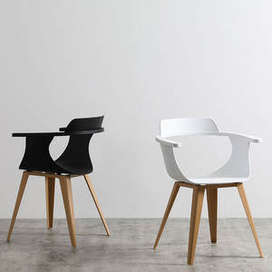 Modern Nordic <b>Chair</b> With <b>Plastic</b> Backrest And Wooden Legs Living Room <b>Chair</b> - Product Image 4