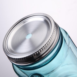 Venta al por mayor DD1888 Vaso de agua de 18 oz con asa, taza de plástico, botella para beber con burbujas, tarro Mason de doble pared con pajita y tapa - Product Image 4